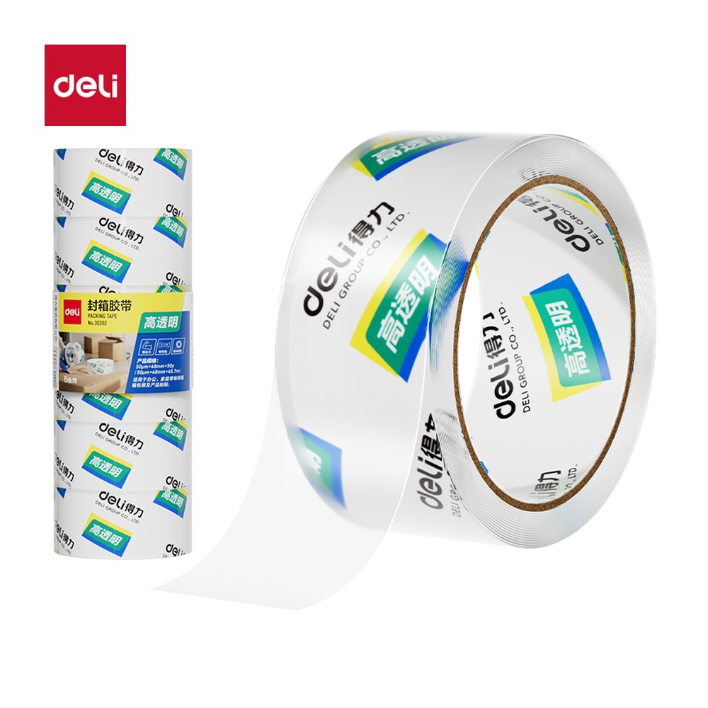 DELI/得力 封箱胶带 30202 尺寸:48mm*50；包装:6卷/筒；笔芯规格:48mm 单位:筒