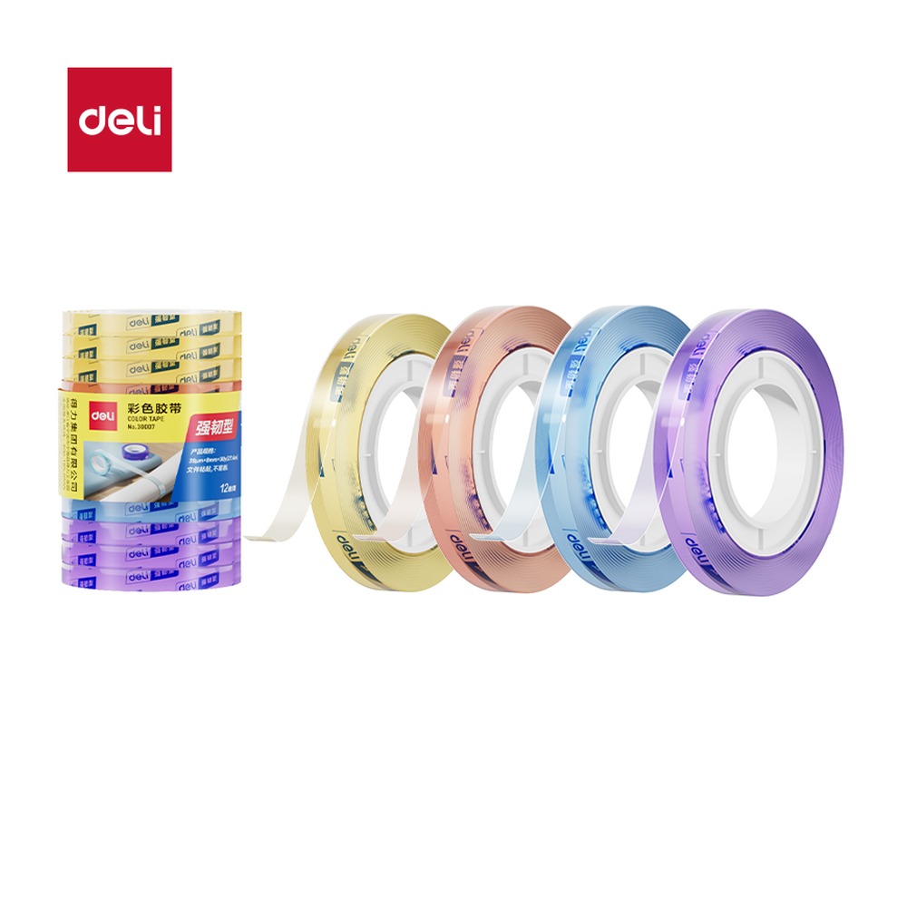 DELI/得力 文具胶带 30007 规格:胶带颜色；颜色:混；尺寸:8mm*30；包装:12卷/筒；笔芯规格:8mm 单位:筒