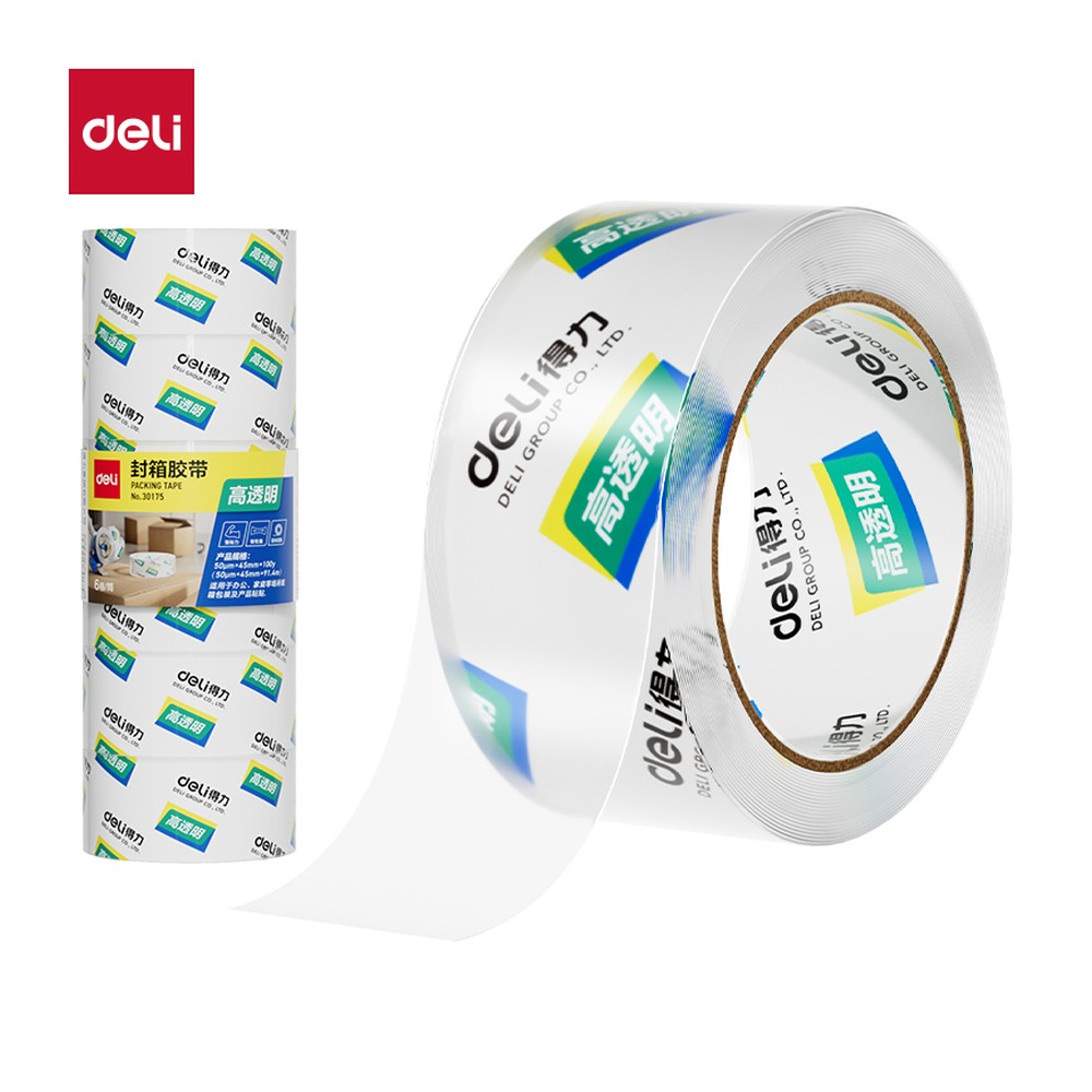 DELI/得力 封箱胶带 30175 尺寸:45mm*100；包装:6卷/筒；笔芯规格:45mm 单位:筒