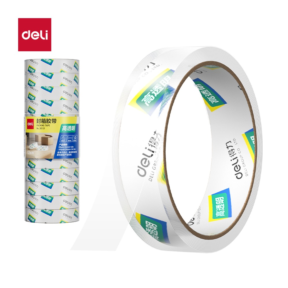 DELI/得力 封箱胶带 30131 尺寸:24mm*40；包装:12卷/筒；笔芯规格:24mm 单位:筒