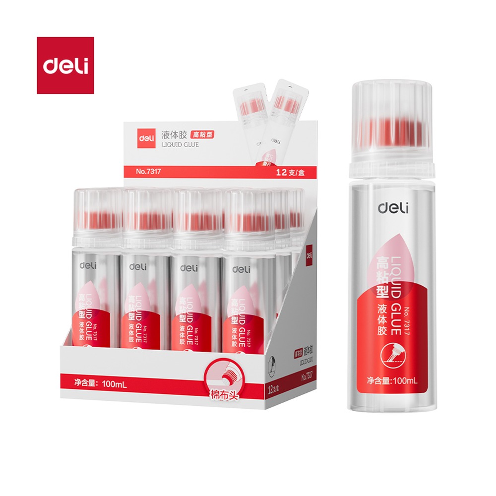 DELI/得力 高粘液体胶 7317 颜色:红；尺寸:100m；容量:100mL/瓶 单位:瓶