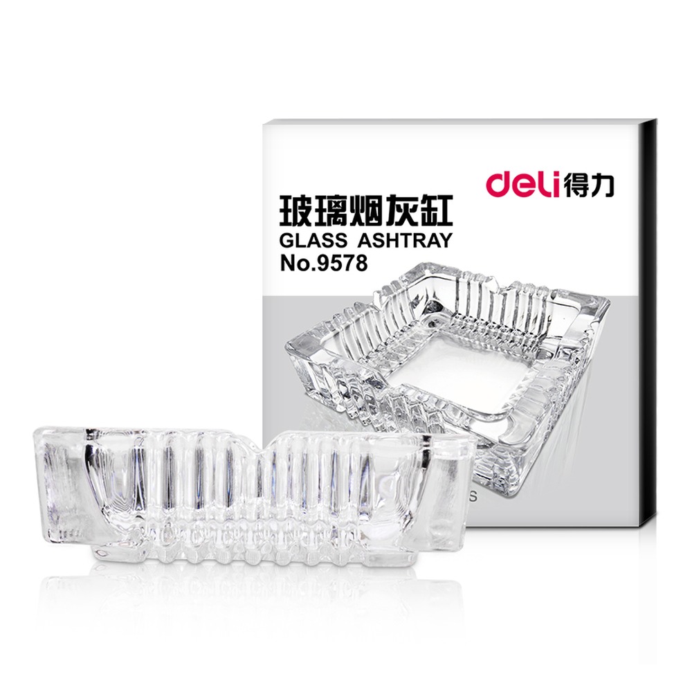 DELI/得力 玻璃烟灰缸 9578 颜色:透明；尺寸:120mm；笔芯规格:120mm 单位:只