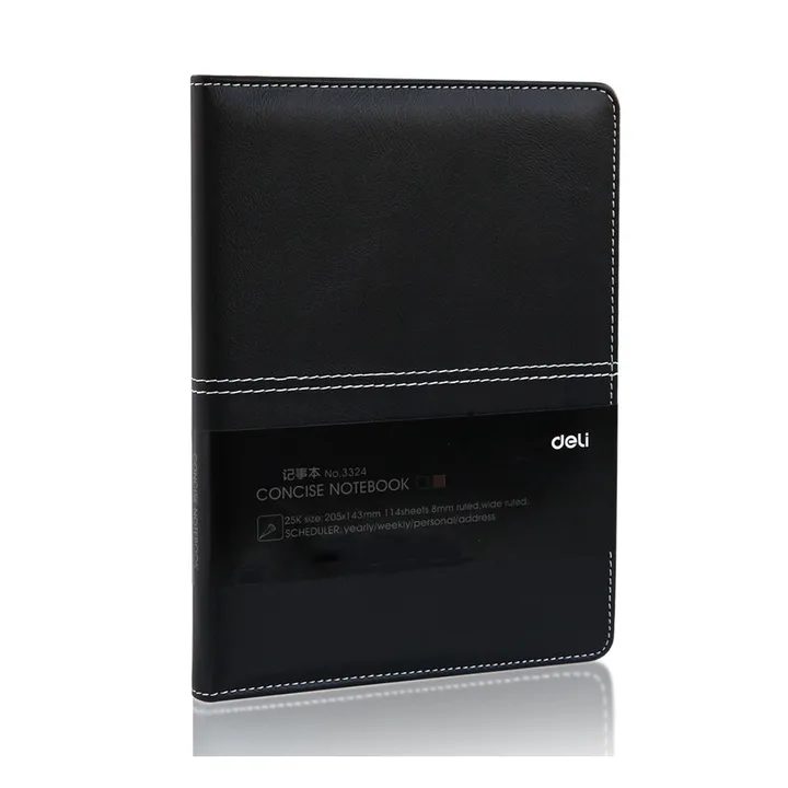 DELI/得力 皮面本 3324 颜色:黑；尺寸:205mm*143mm；笔芯规格:205mm/143mm 单位:本