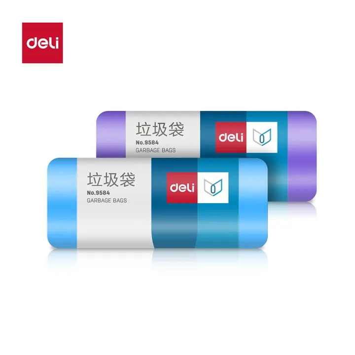 DELI/得力 垃圾袋八角底 9584 颜色:混；尺寸:60CM；包装:30个/卷；结构:八角底 单位:卷
