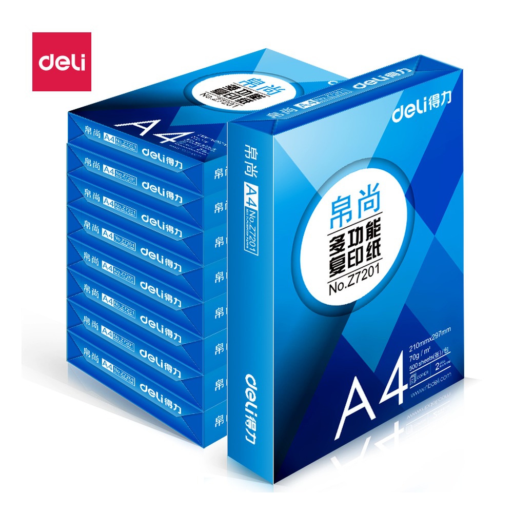 DELI/得力 帛尚复印纸A4 Z7203 颜色:白色；容量:3 tb；克重:70g；纸张规格:A4 单位:包