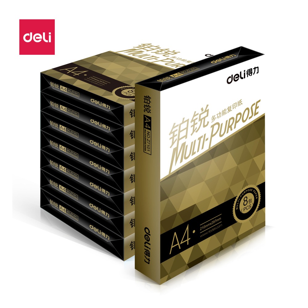 DELI/得力 铂锐复印纸A4 Z7103 颜色:绿色；克重:70g；包装:绿色包装；纸张规格:A4 单位:包