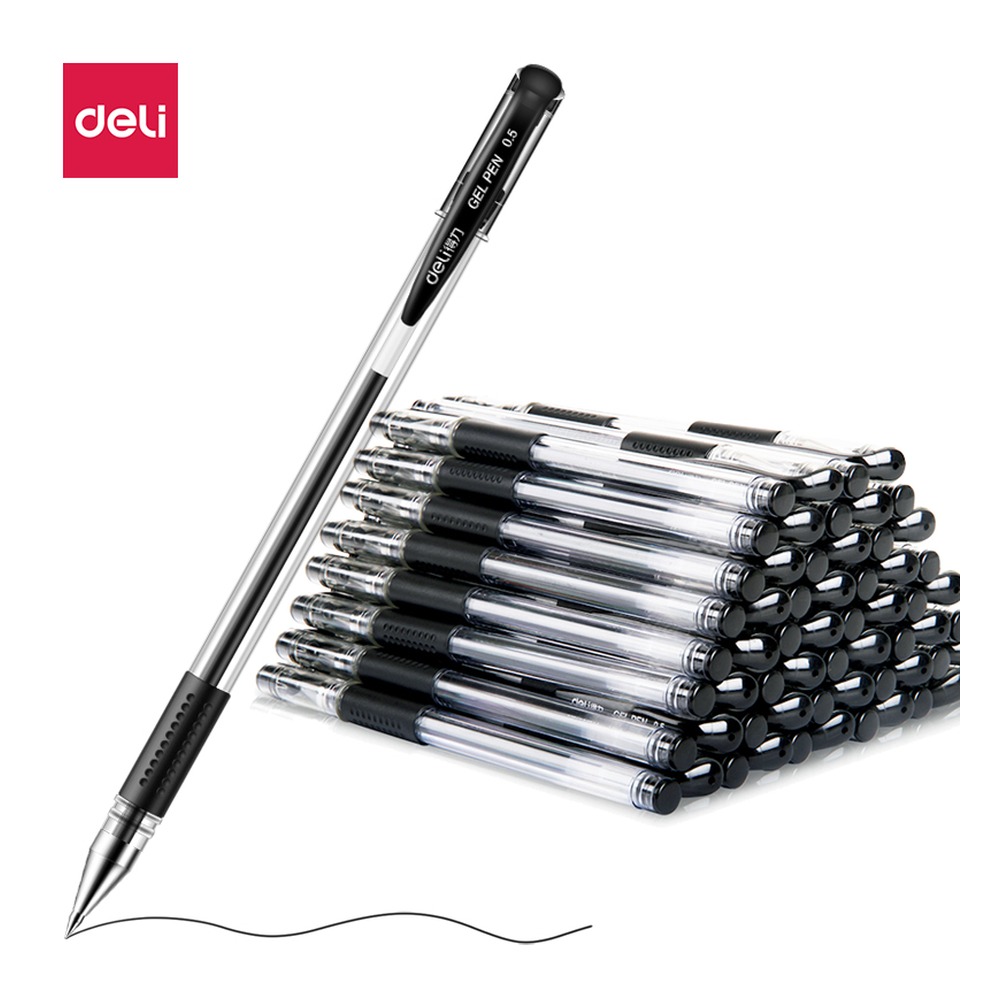DELI/得力 中性笔 33140 颜色:黑；尺寸:0.5mm；包装:60支/盒；笔芯规格:0.5mm子弹头 单位:盒