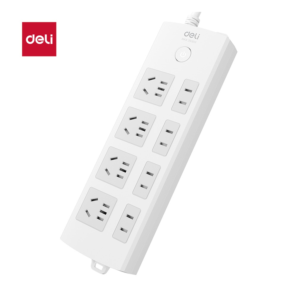 DELI/得力 插座4+43米PVC 18213 颜色:白；材质:PVC；额定功率:2500W 单位:只