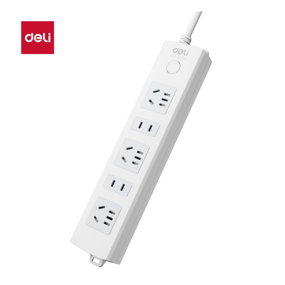 DELI/得力 插座3+22米PVC 18202 颜色:白；材质:PVC；额定功率:2500W 单位:只