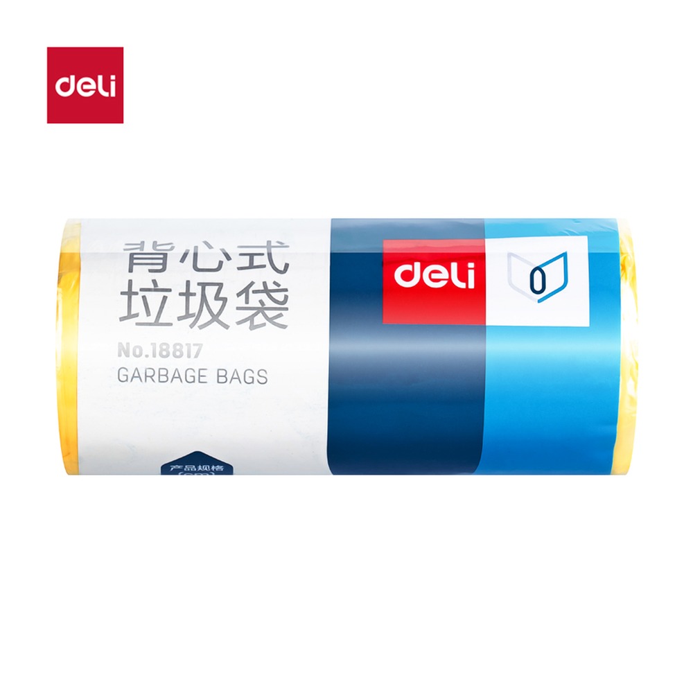 DELI/得力 垃圾袋背心式 18817 颜色:黄；尺寸:50CM；包装:30只/卷；结构:背心式 单位:卷