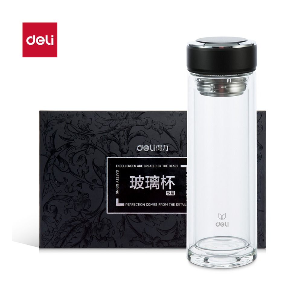 DELI/得力 玻璃杯盖子锌合金氧化 8978 颜色:黑；尺寸:320m；容量:320ml 单位:只