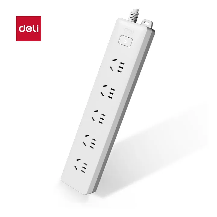 DELI/得力 插座5组3米PVC 18254 颜色:白；材质:PVC；尺寸:3米；额定功率:2500W；结构:5组 单位:只