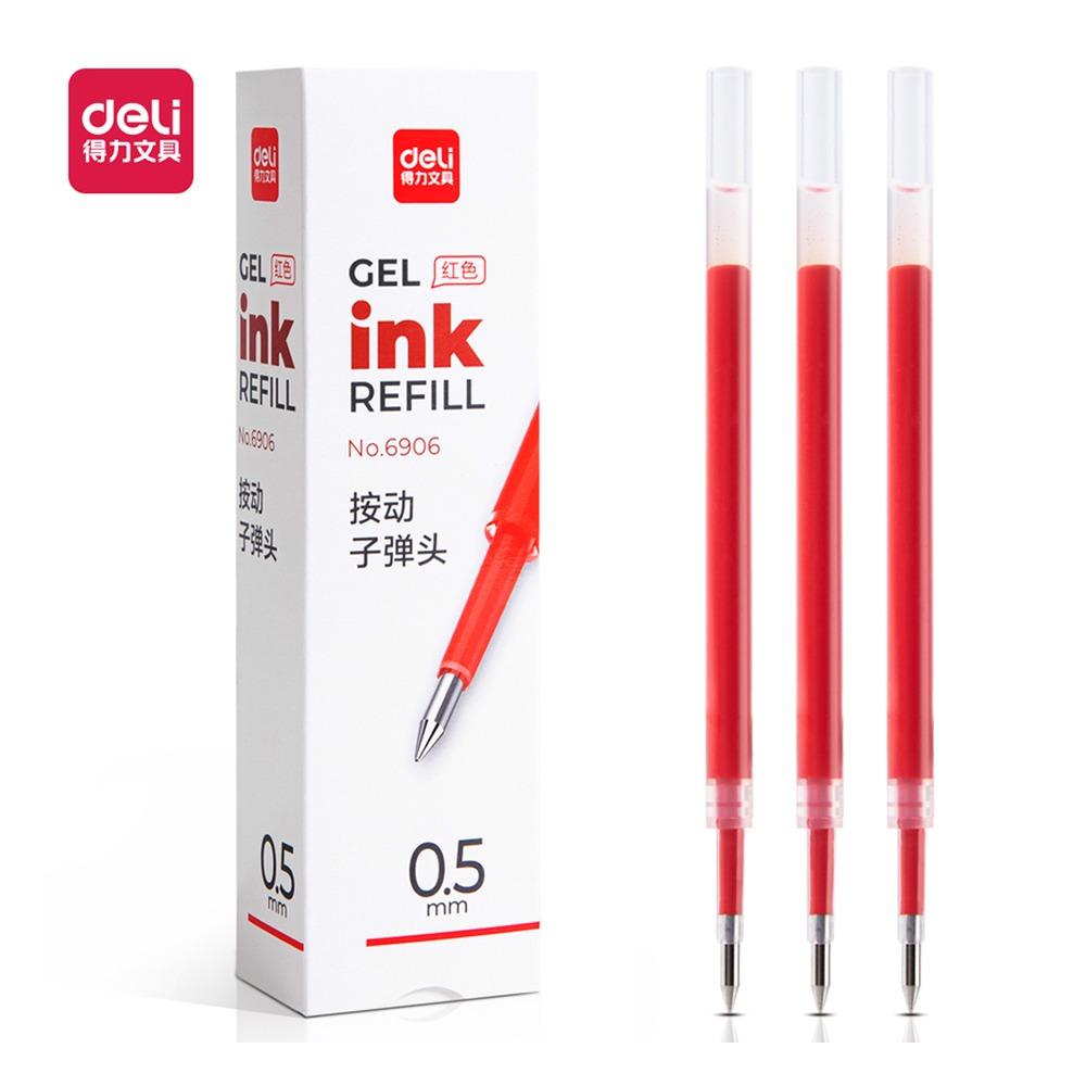 DELI/得力 中性笔芯弹簧头 6906 颜色:红；笔芯规格:0.5MM 单位:支