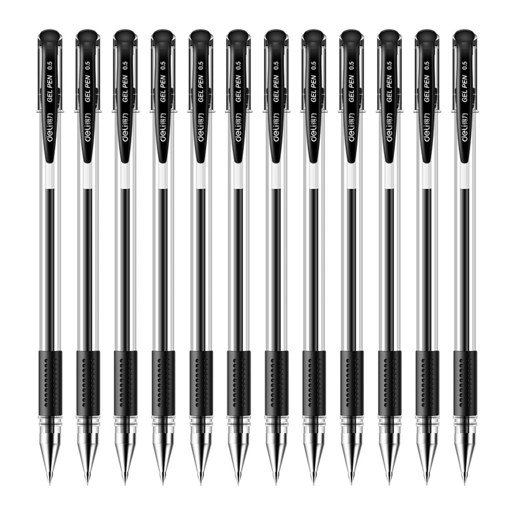 DELI/得力 中性笔 33399 颜色:黑；尺寸:0.5mm；包装:12支/盒；笔芯规格:0.5mm 单位:盒