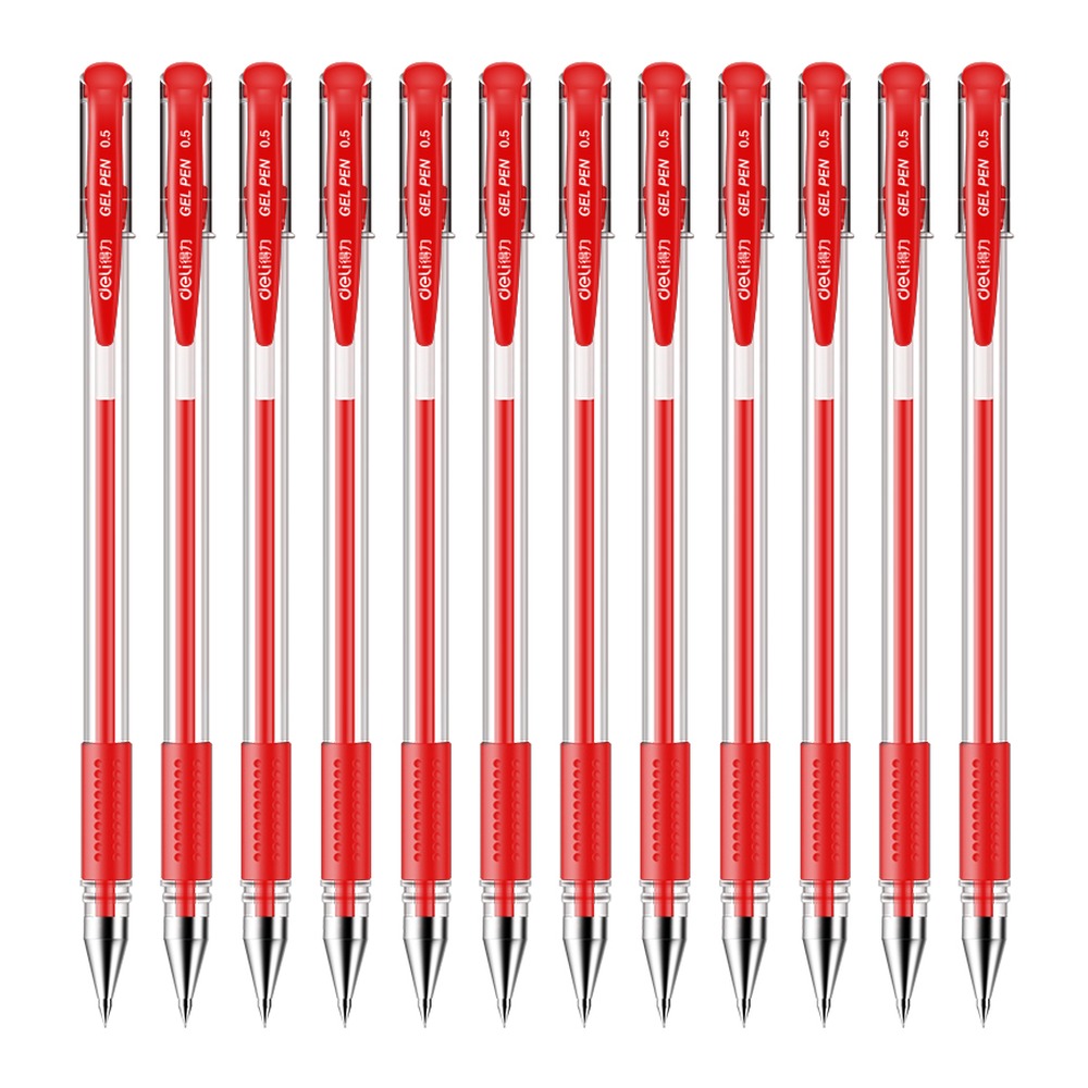 DELI/得力 中性笔 33399 颜色:红；尺寸:0.5mm；包装:12支/盒；笔芯规格:0.5mm 单位:盒