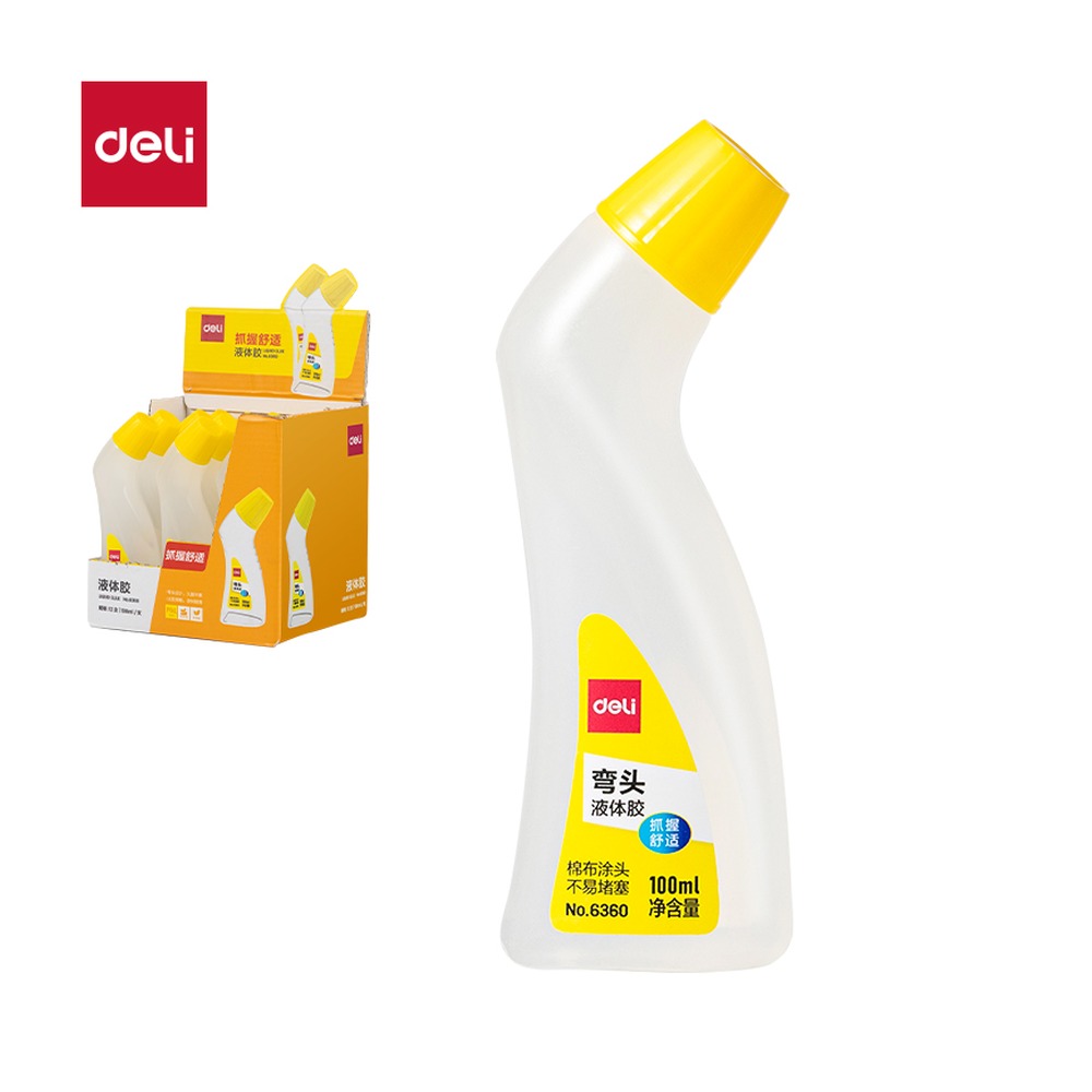 DELI/得力 弯头液体胶 6360 颜色:透明；尺寸:100m；容量:100mL/瓶；包装:1瓶 单位:瓶
