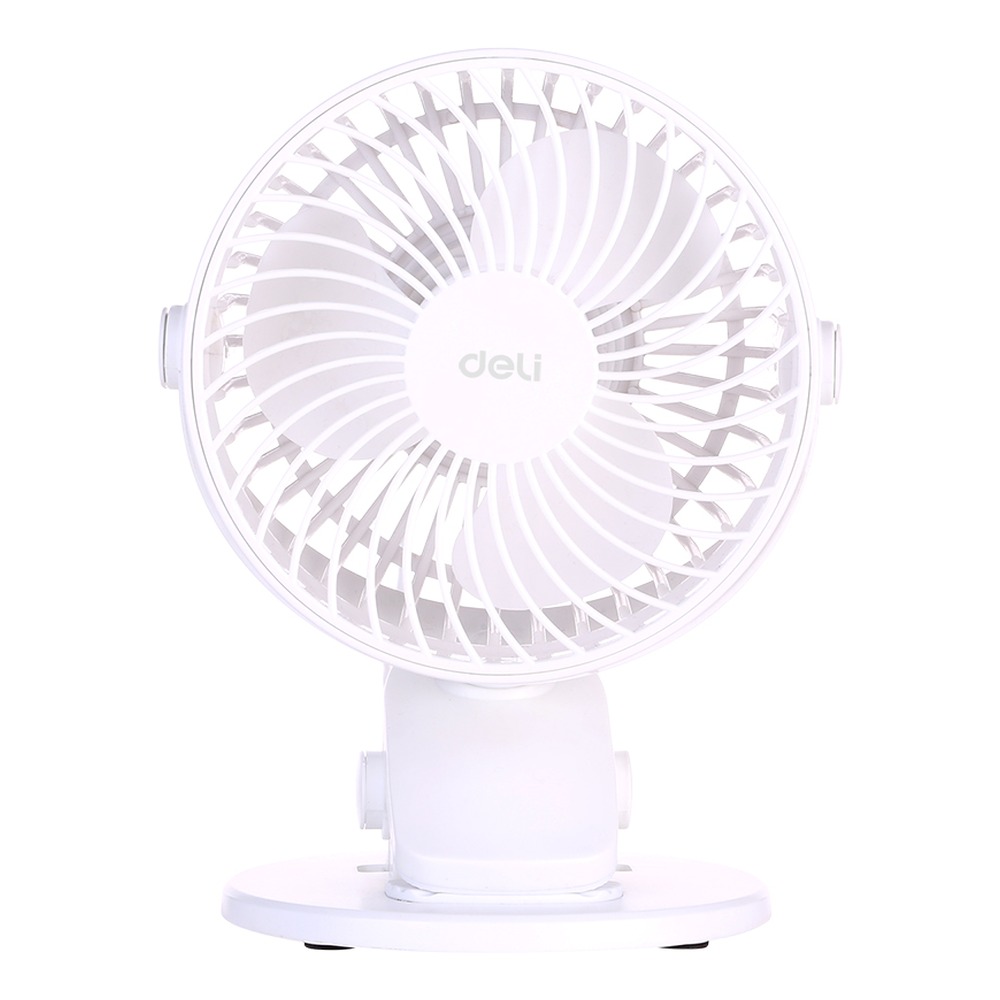 DELI/得力 USB台夹风扇，两档，塑料USB直供电 3688 颜色:白；材质:塑料；尺寸:5寸；包装:1台/彩盒；额定功率:3W 单位:台