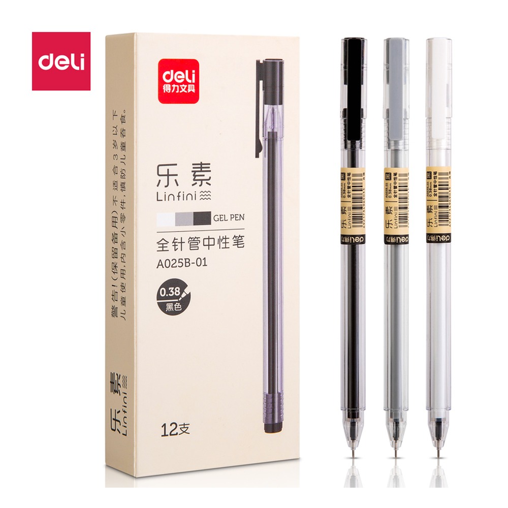 DELI/得力 中性笔全 A025B-01 尺寸:0.38mm；笔芯规格:0.38mm全针管 单位:支