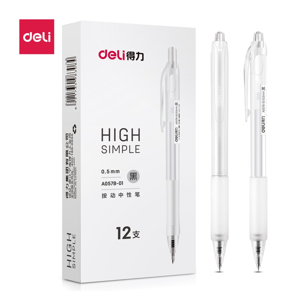 DELI/得力 中性笔 A057B-01 颜色:黑；尺寸:0.5mm；笔芯规格:0.5mm子弹头 单位:支