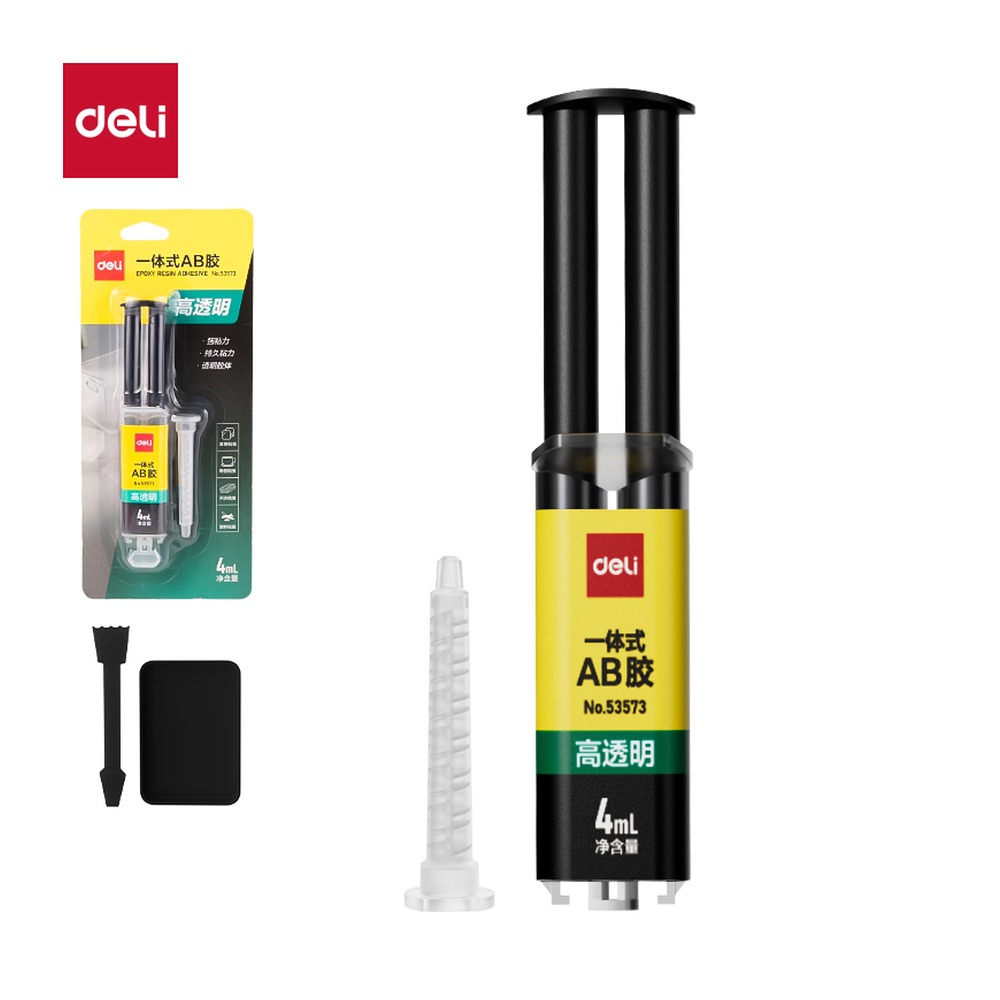 DELI/得力 一体式透明AB胶 53573 颜色:透明；尺寸:4m；容量:4ml 单位:卡