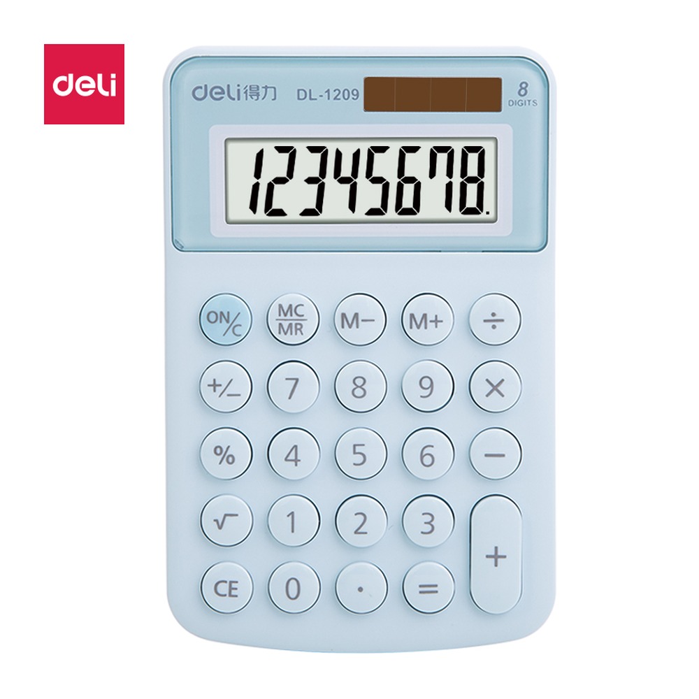 DELI/得力 便携计算器 1209A 颜色:蓝色；尺寸:117.6*75.8*10mm；额定功率:1209 w 单位:台