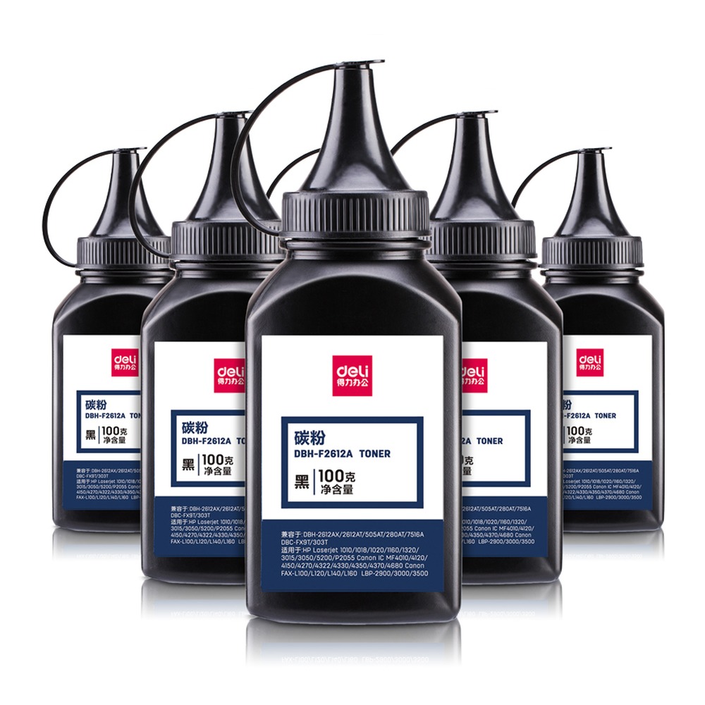 DELI/得力 六瓶装特惠碳粉 DBH-F2612A-6 颜色:黑；包装:6瓶/套 单位:套