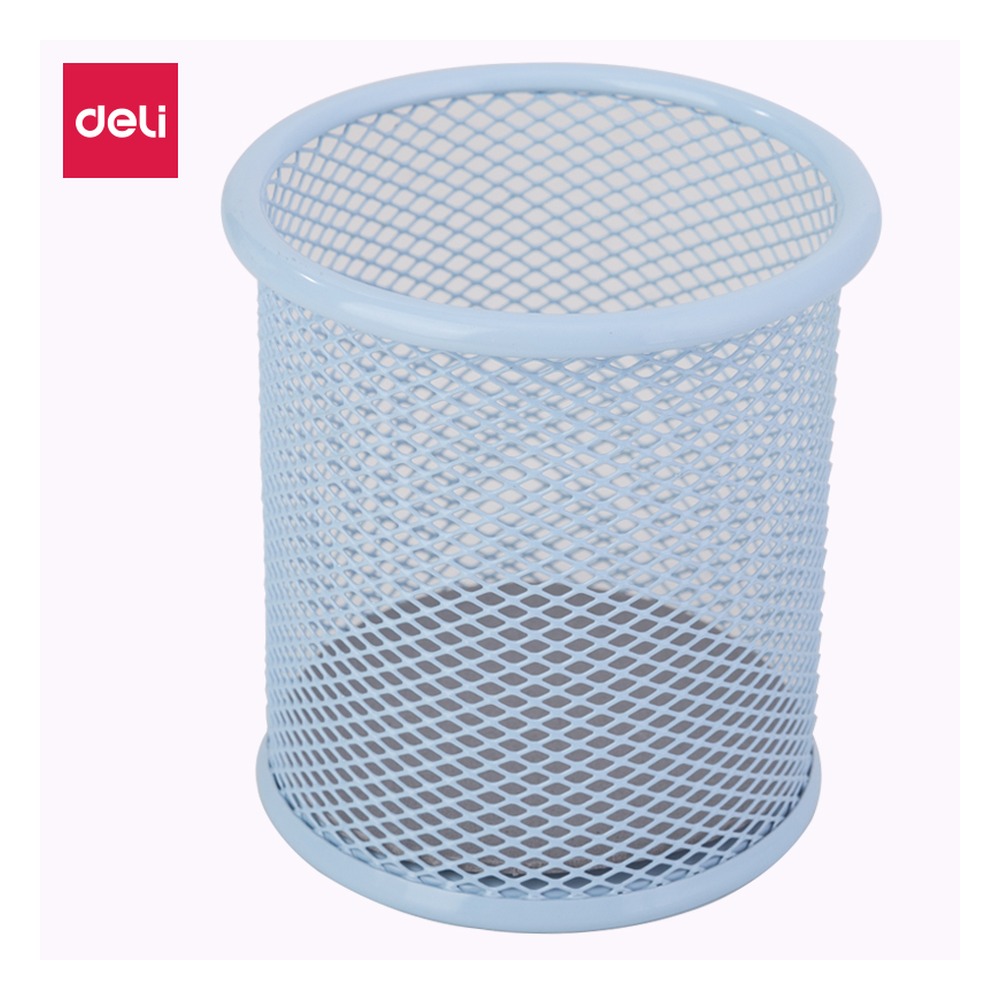 DELI/得力 笔筒 9153 颜色:天蓝色；尺寸:91x 98 mm 单位:只
