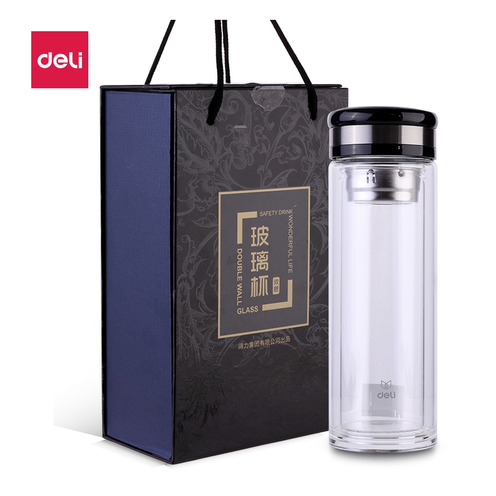 DELI/得力 玻璃杯 6100 颜色:黑色；尺寸:217*70 mm 单位:只