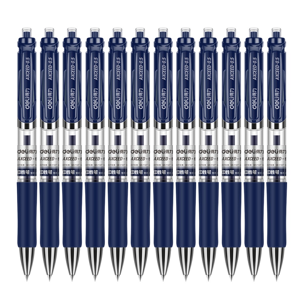 DELI/得力 中性笔墨蓝色 S01 颜色:墨蓝；尺寸:151mm (长度) x12mm (直径) 单位:支