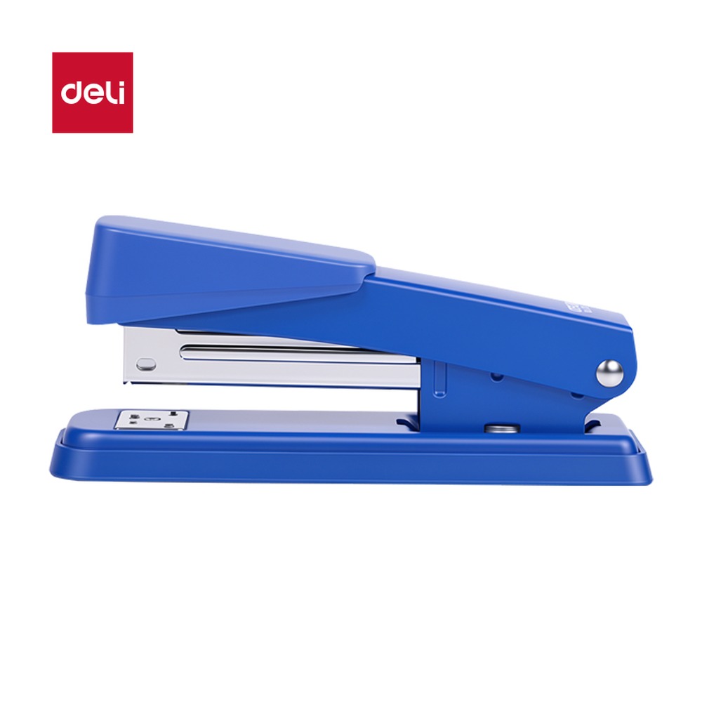 DELI/得力 订书机 0426 颜色:黑色、蓝色；材质:ABS+钢制材质；尺寸:130mmx41mm*56mm 单位:台
