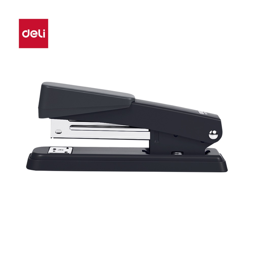 DELI/得力 订书机 0426 颜色:黑色、蓝色；材质:ABS+钢制材质；尺寸:130mmx41mm*56mm 单位:台