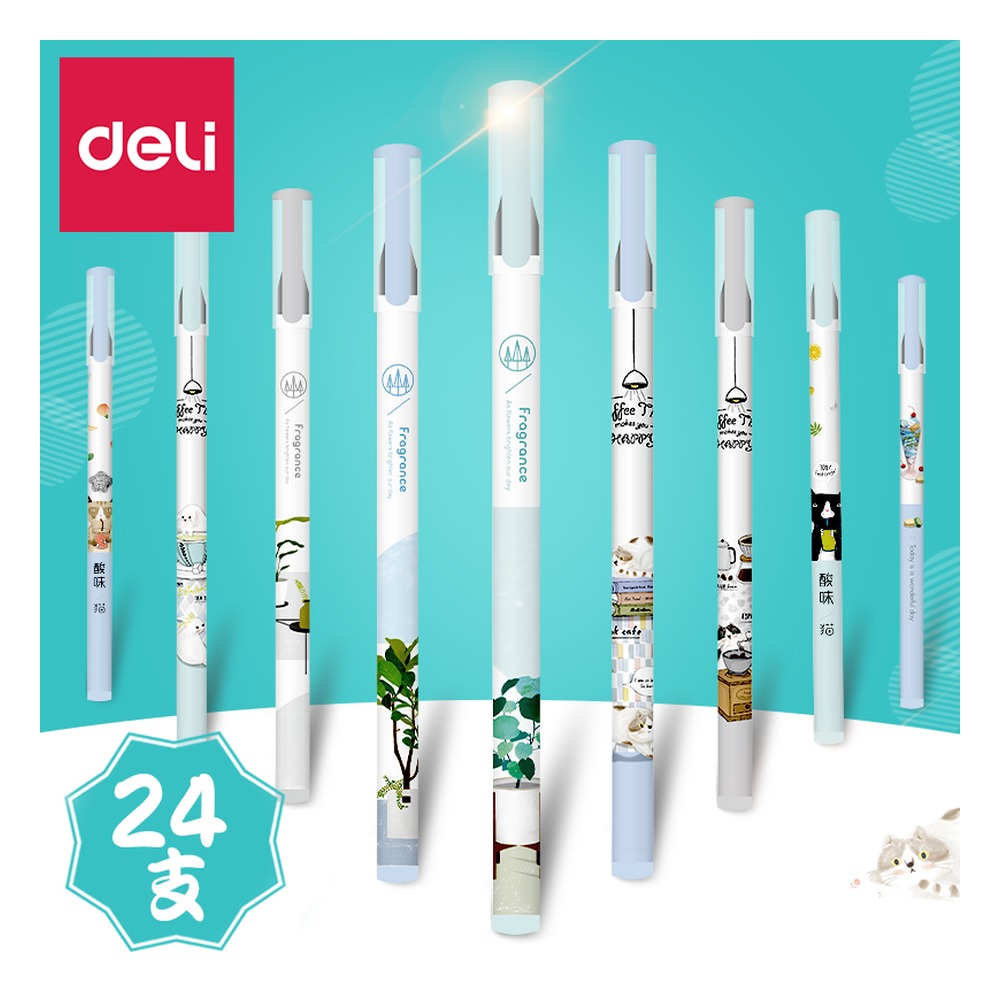 DELI/得力 学生中性笔全 33336 颜色:黑；尺寸:0.35mm；包装:24支/桶；笔芯规格:0.35mm全针管 单位:桶