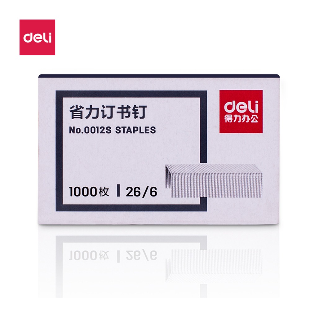 DELI/得力 省力订书钉 0012S 颜色:银灰；包装:1000枚/盒 单位:盒