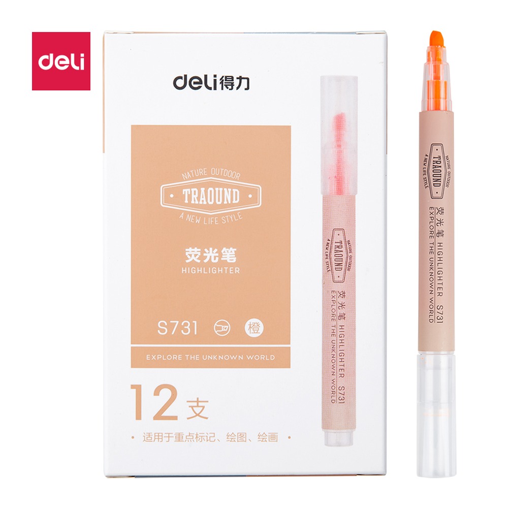 DELI/得力 荧光笔 S731 颜色:橙色 单位:支