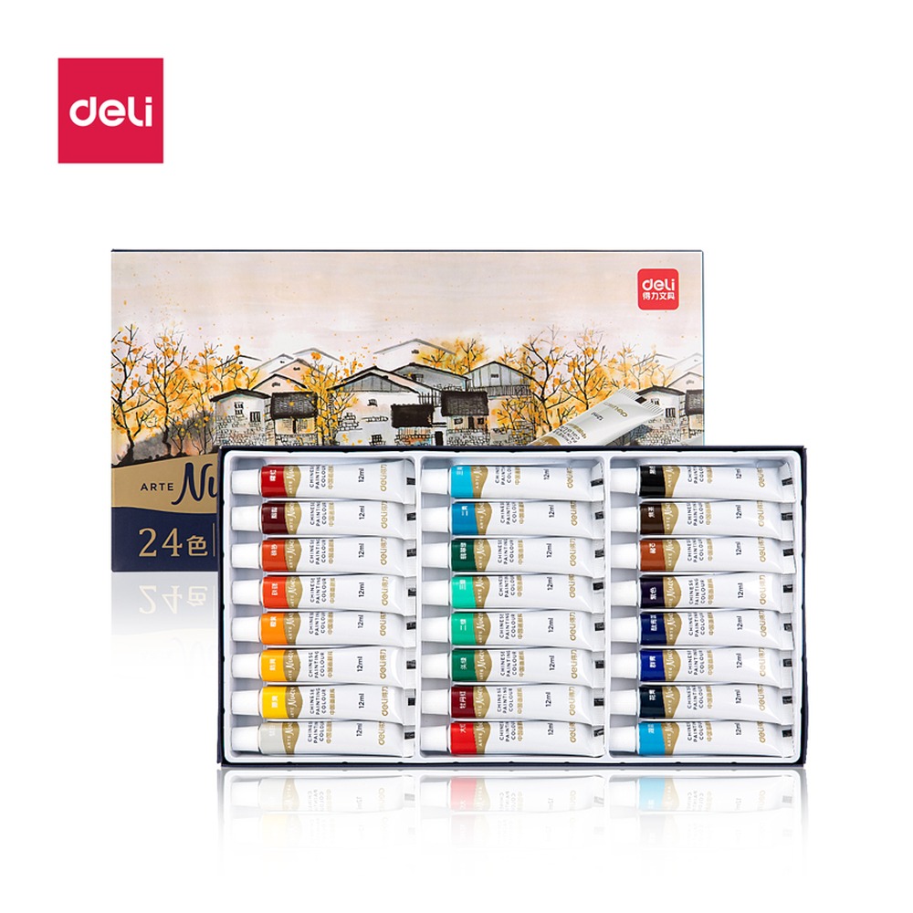 DELI/得力 中国画颜料 73887 颜色:混；尺寸:12m；包装:24色/盒 单位:盒
