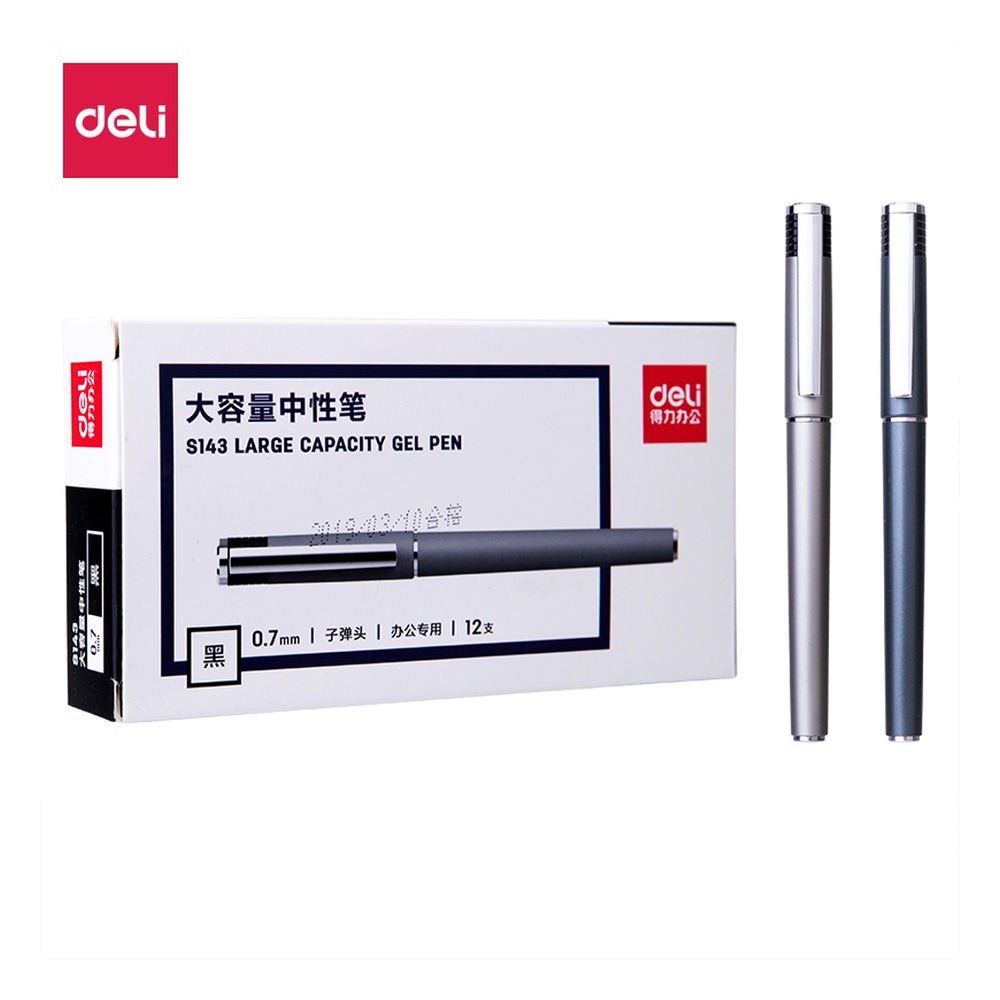 DELI/得力 办公大容量中性笔 S143 笔芯规格:0.7mm子弹头 单位:支