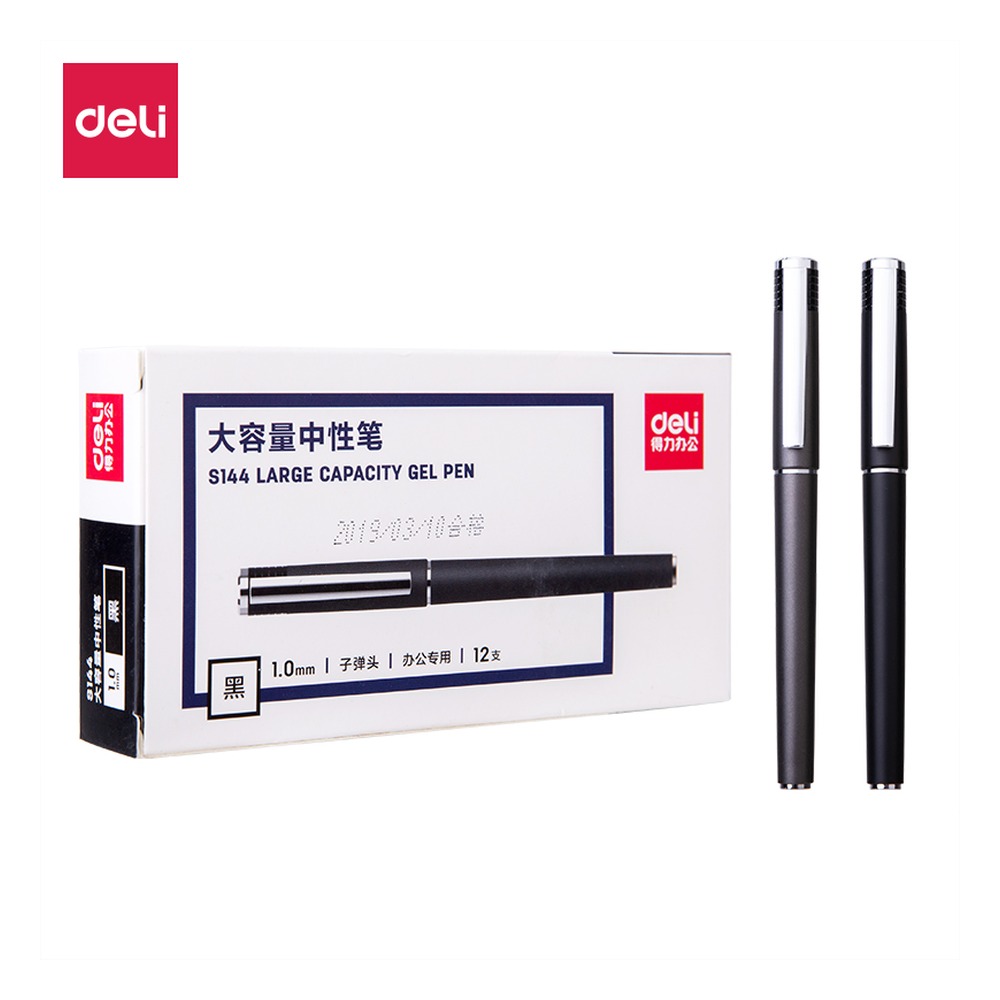 DELI/得力 办公大容量中性笔 S144 笔芯规格:1.0mm子弹头 单位:支