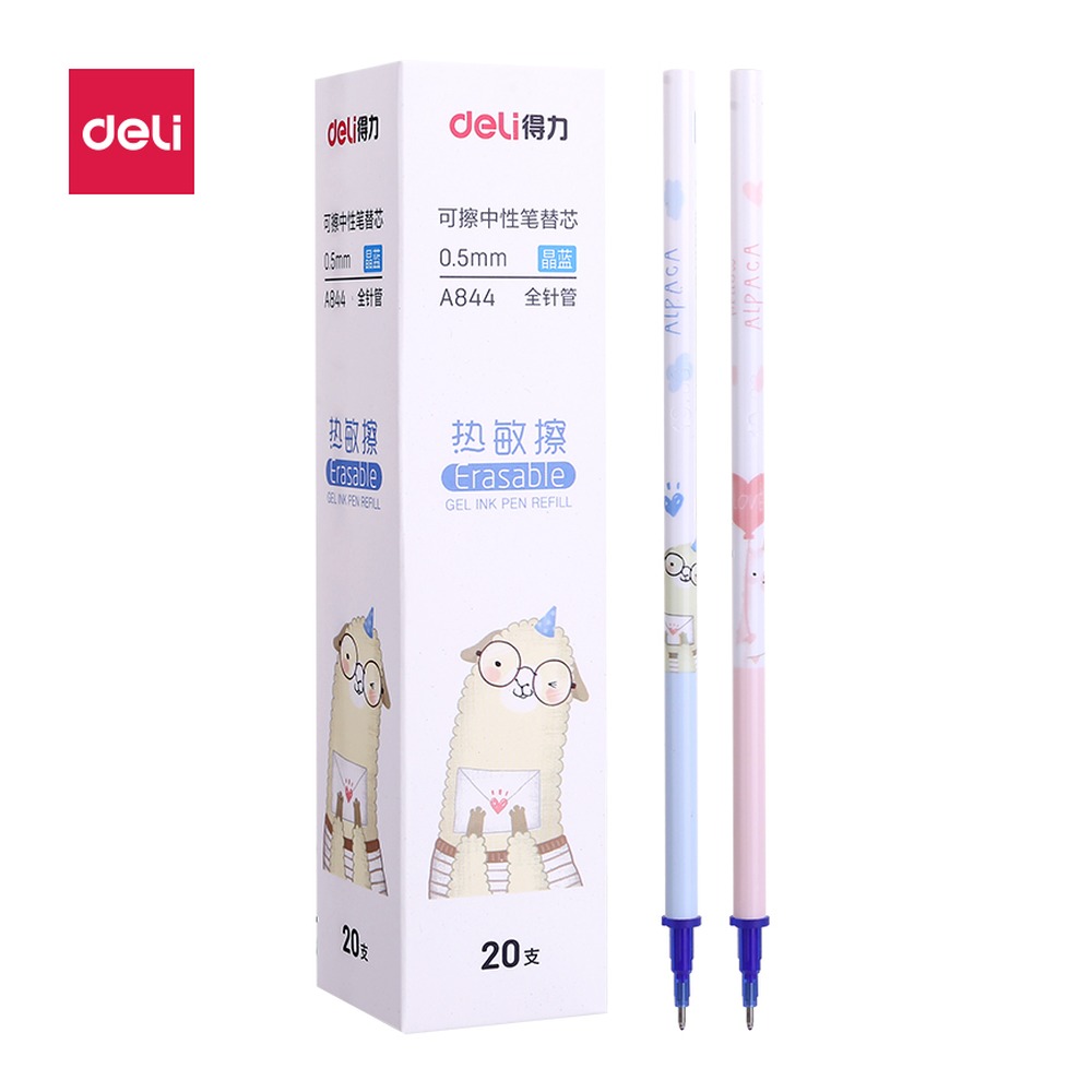 DELI/得力 可擦中性笔替芯全 A844 颜色:晶蓝；尺寸:0.5mm；笔芯规格:0.5mm全针管 单位:支