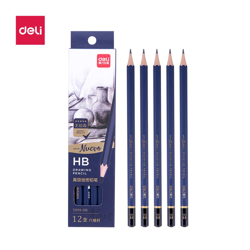 DELI/得力 高级绘图铅笔HB S999-HB 颜色:蓝；尺寸:47*201mm；包装:12支/盒；其他:HB 单位:盒