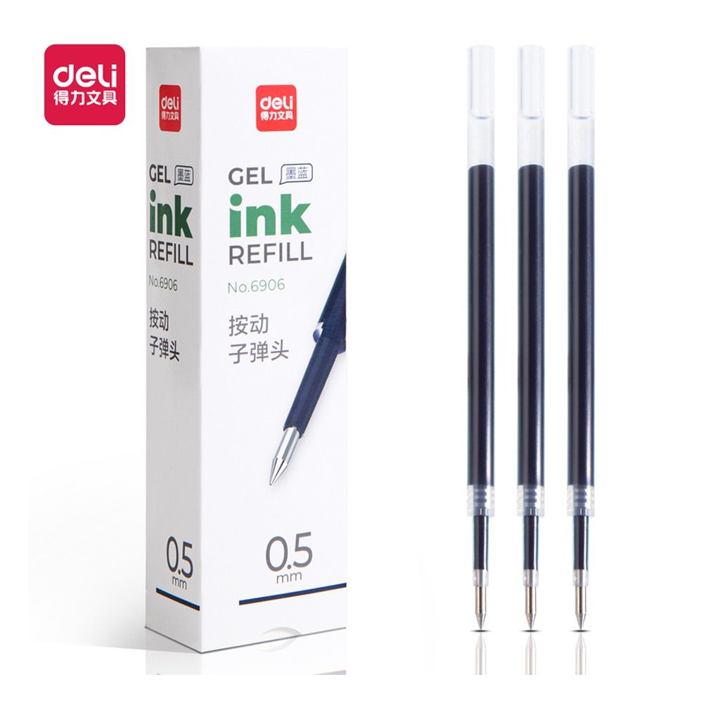 DELI/得力 按动中性笔替芯 6906 颜色:墨蓝；尺寸:0.5mm；笔芯规格:0.5mm子弹头 单位:支