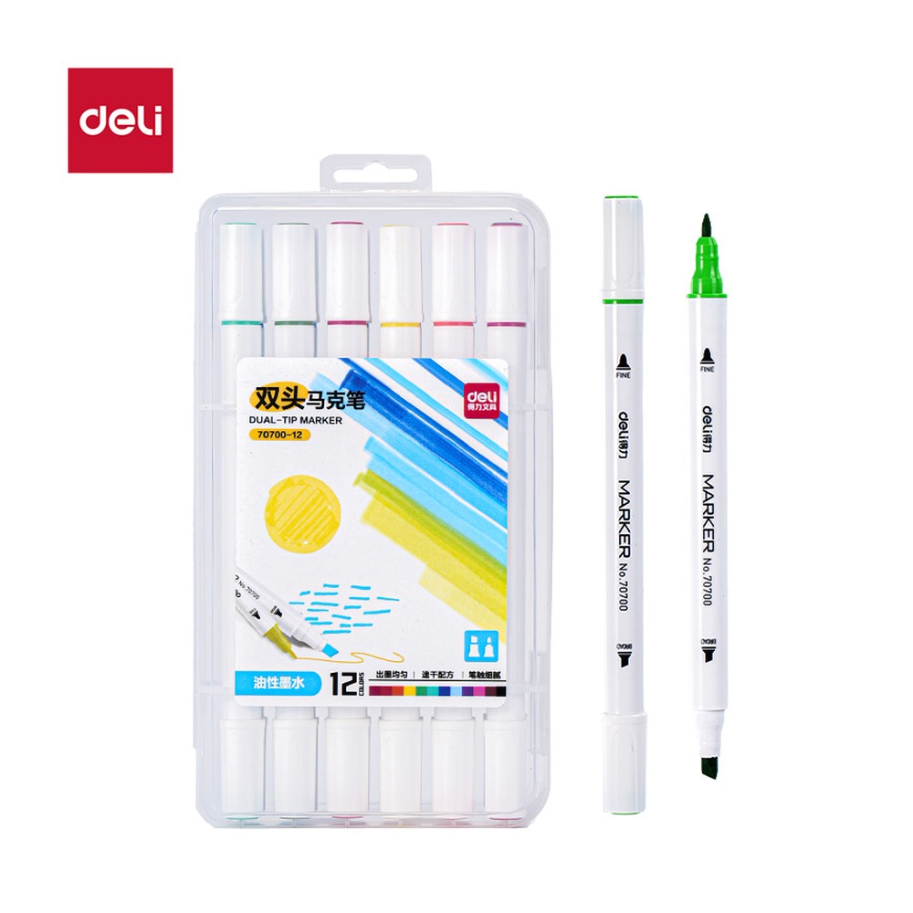 DELI/得力 色儿童马克笔 70700-12 规格:(187*188*48) mm ea；颜色:混；其他:12色 单位:盒