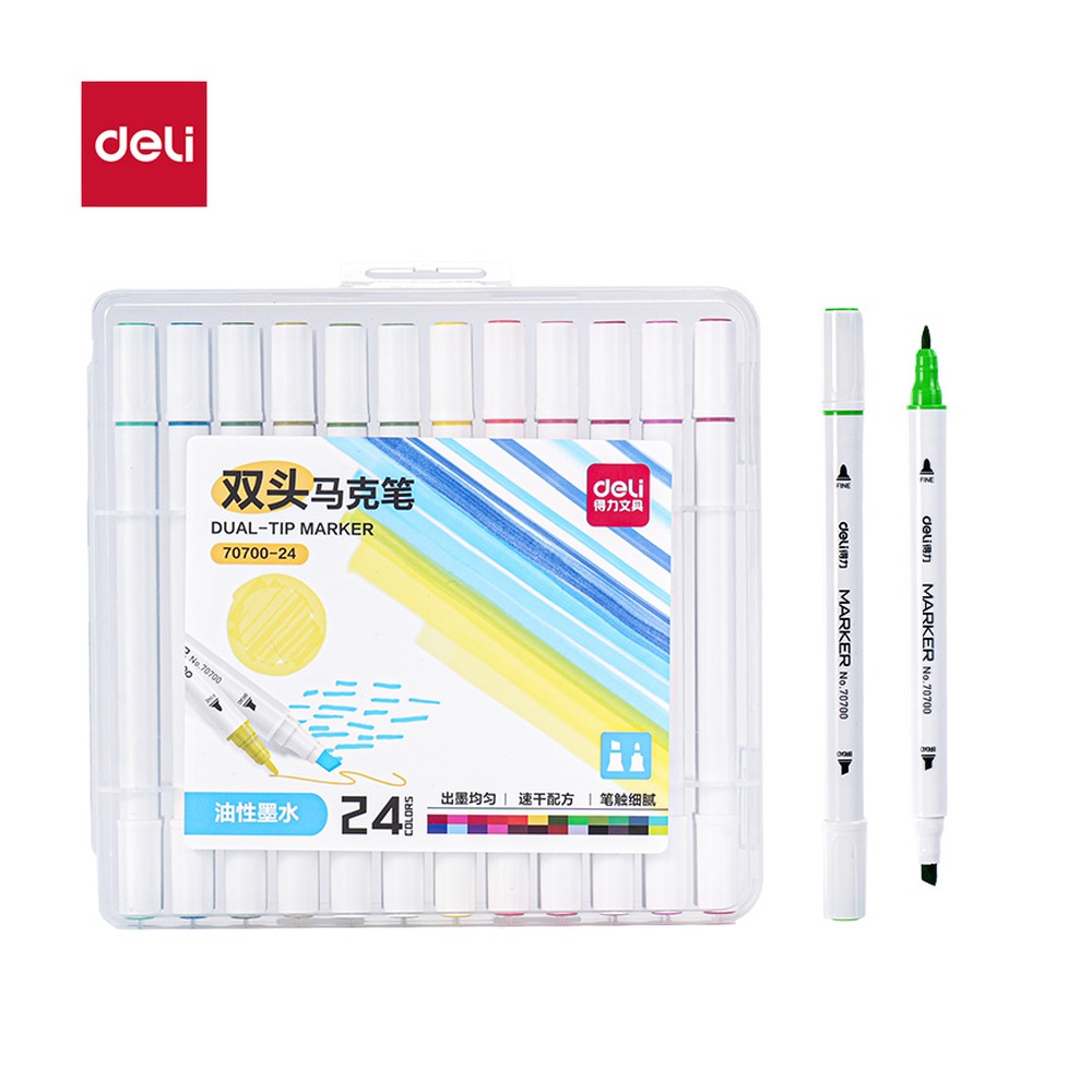 DELI/得力 色儿童马克笔 70700-24 规格:(187*188*48) mm ea；颜色:混；其他:24色 单位:盒