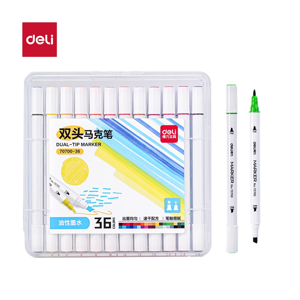 DELI/得力 色儿童马克笔 70700-36 规格:(187*188*48) mm ea；颜色:混；其他:36色 单位:盒