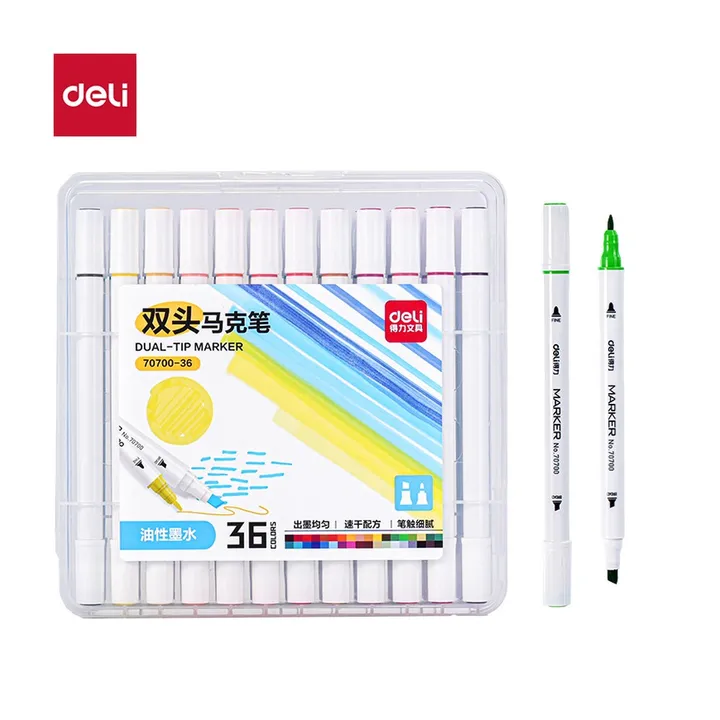 DELI/得力 色儿童马克笔 70700-36 规格:(187*188*48) mm ea；颜色:混；其他:36色 单位:盒