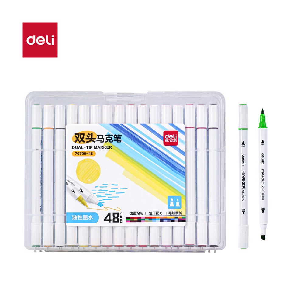 DELI/得力 色儿童马克笔 70700-48 规格:(187*188*48) mm ea；颜色:混；其他:48色 单位:盒