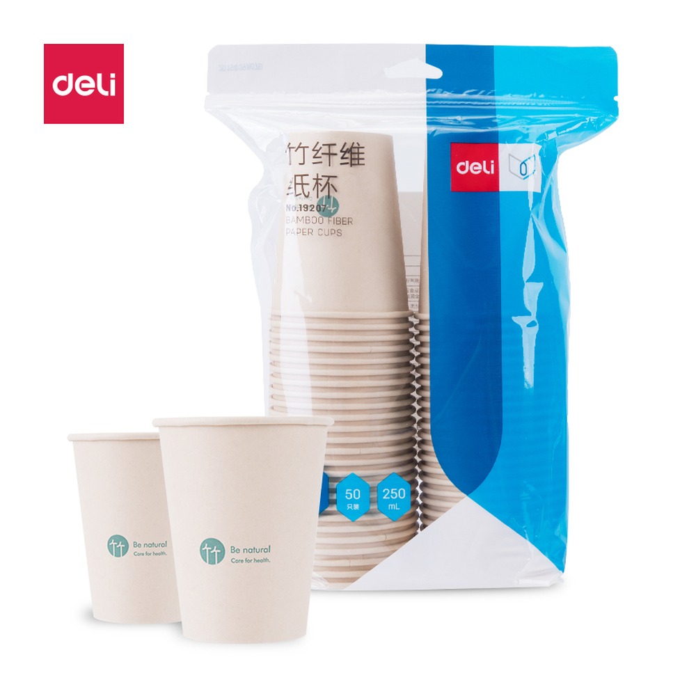 DELI/得力 竹纤维纸杯 19207 尺寸:250m；容量:250ml；包装:50只/袋 单位:袋