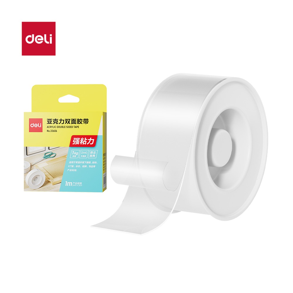 DELI/得力 纳米胶带 33606 颜色:透明；尺寸:30mm*1m*2mm；包装:1卷/盒；笔芯规格:30mm/2mm 单位:盒