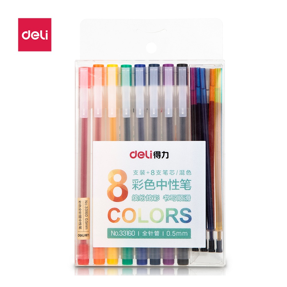 DELI/得力 中性笔全 33160 颜色:混；尺寸:0.5mm；笔芯规格:0.5mm全针管 单位:盒