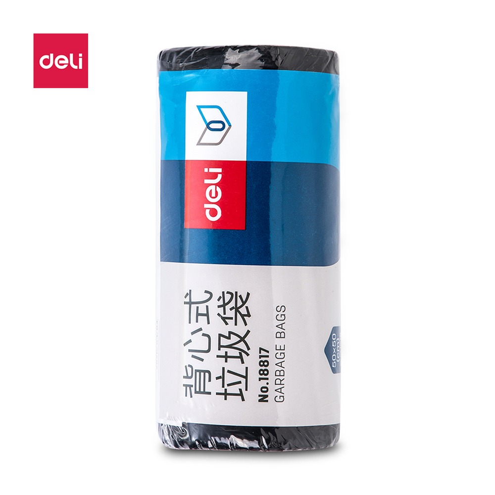DELI/得力 背心式垃圾袋 18817 颜色:黑；包装:单卷装，30只/卷 单位:包