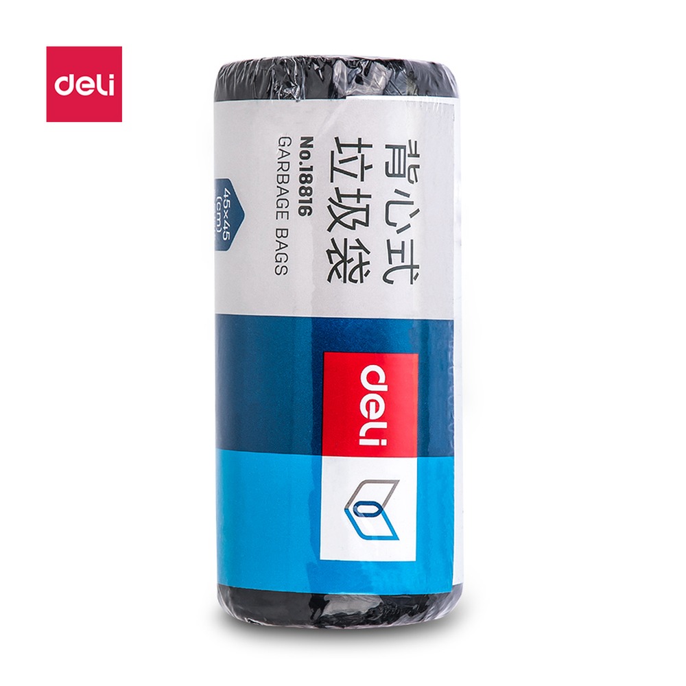 DELI/得力 背心式垃圾袋 18816 颜色:黑；包装:单卷装，30只/卷 单位:包